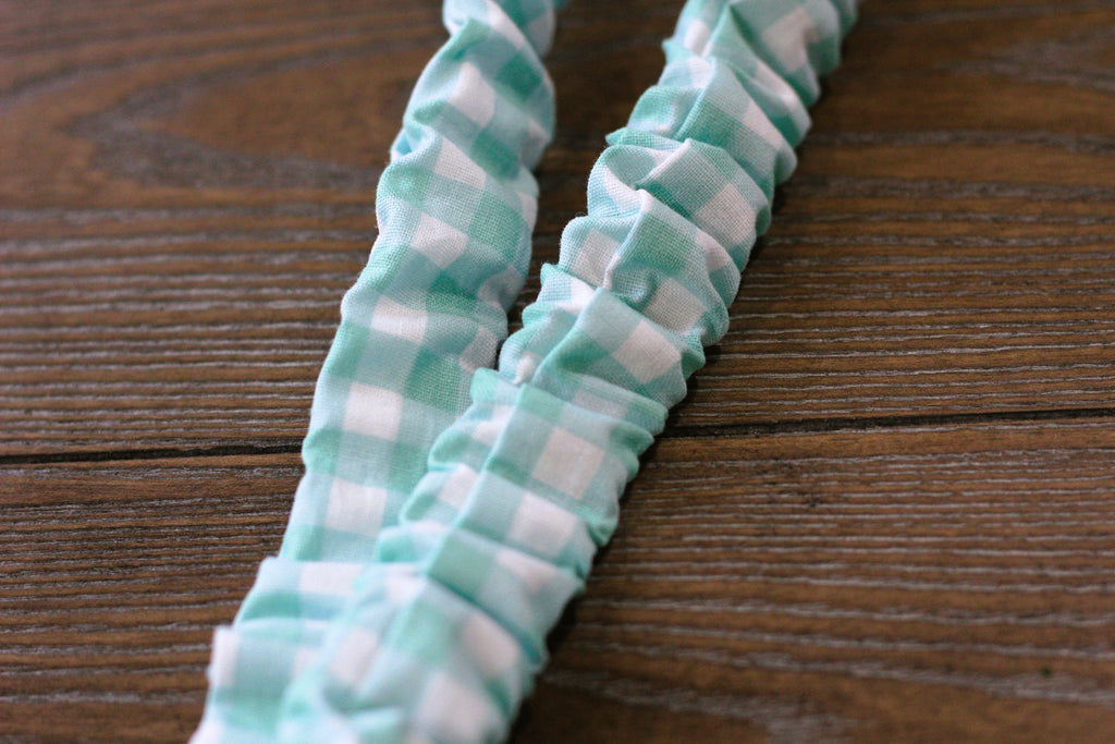 Blue gingham Scrunchie Lanyard