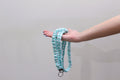 Blue gingham Scrunchie Lanyard