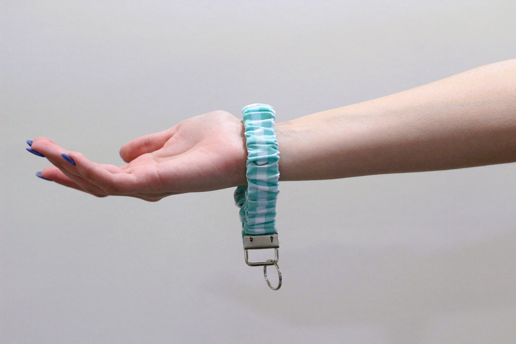 Blue Gingham Scrunchie Keychain
