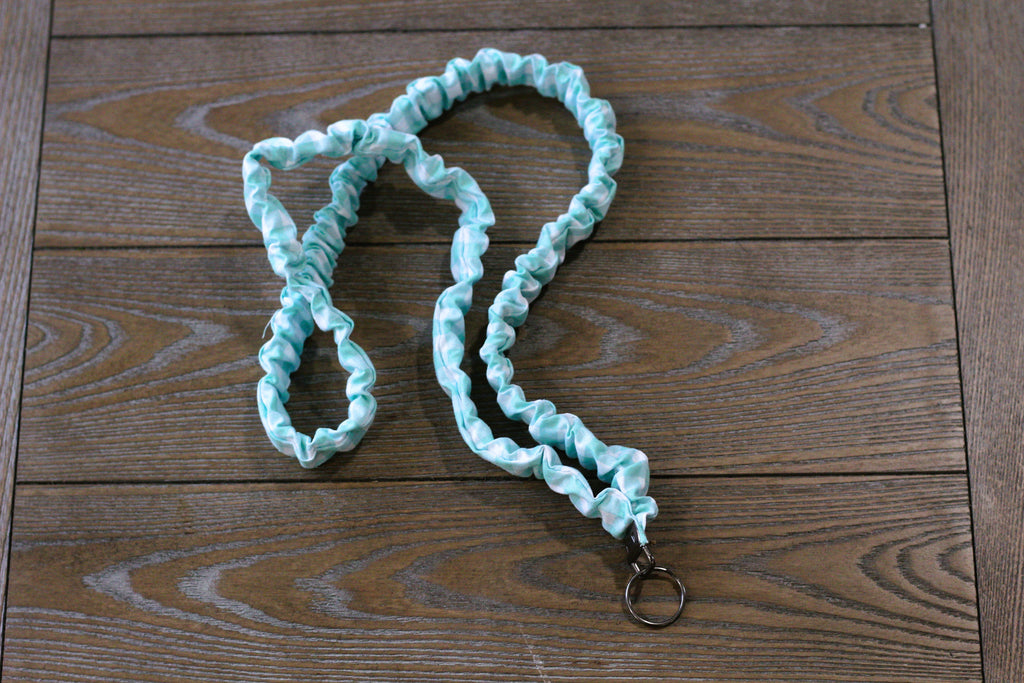 Blue gingham Scrunchie Lanyard