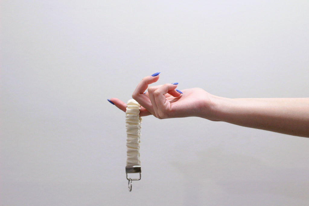 Cream Scrunchie Keychain