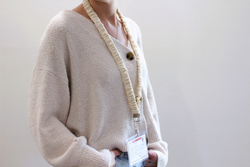 Cream Scrunchie Lanyard