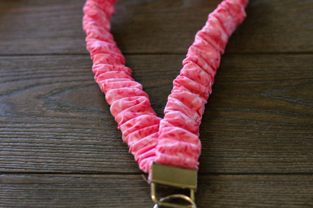 Pink Floral Scrunchie Lanyard