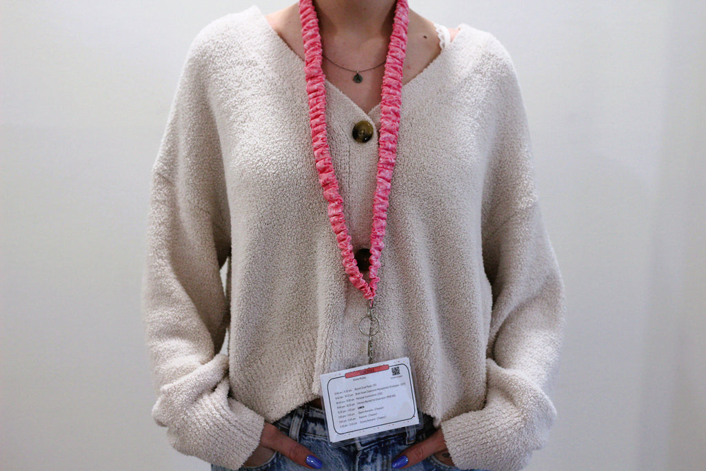 Pink Floral Scrunchie Lanyard
