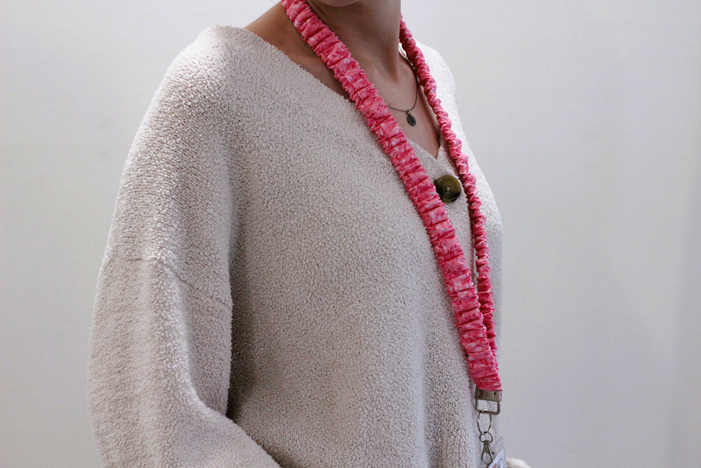 Pink Floral Scrunchie Lanyard