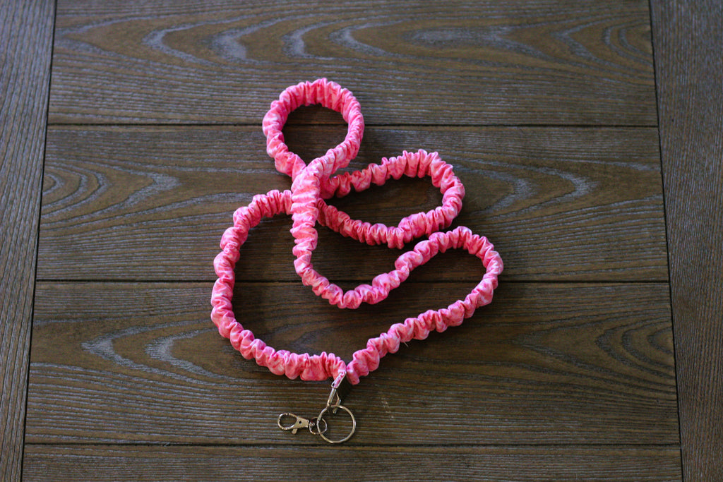 Pink Floral Scrunchie Lanyard