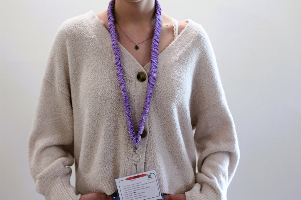 Purple Floral Scrunchie Lanyard