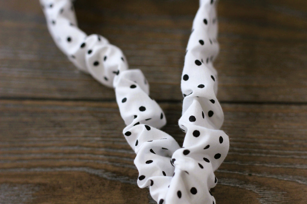 White Polka Dot Scrunchie Lanyard