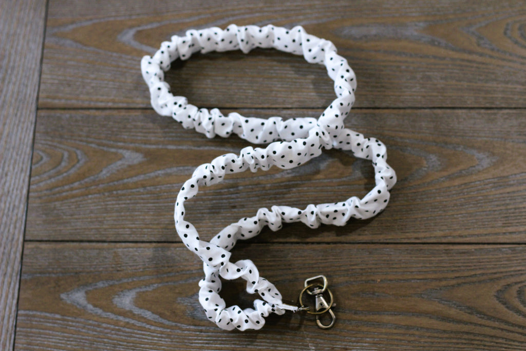 White Polka Dot Scrunchie Lanyard