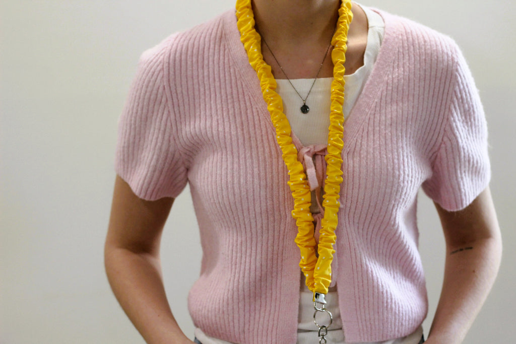 Yellow Polka Dot Scrunchie Lanyard