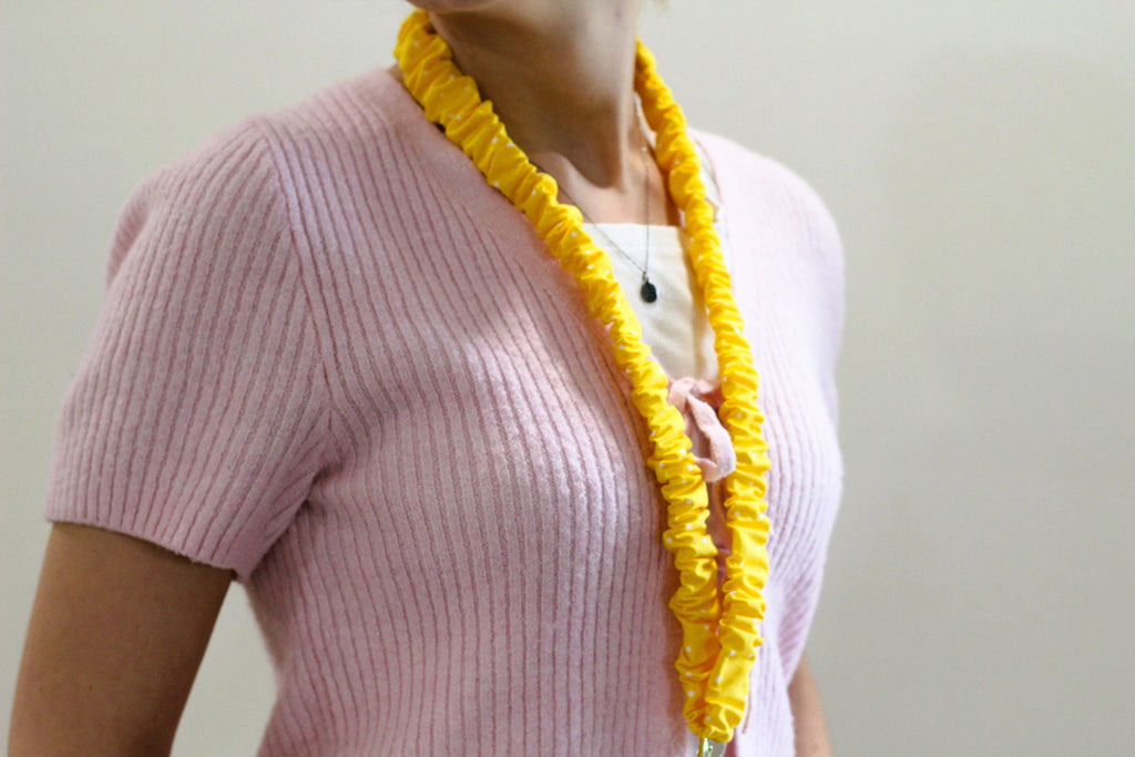 Yellow Polka Dot Scrunchie Lanyard